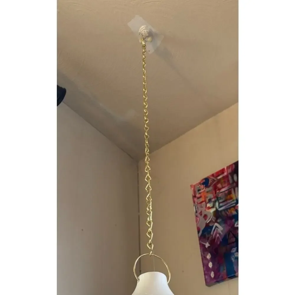 Floral Lantern Hanging on Gold Chain, Ceramic Candle Holder, PartyLite Sonata
